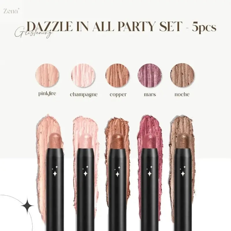 Glimmer & Glow: 5-Piece Glitter Cream Eyeshadow Stick Set