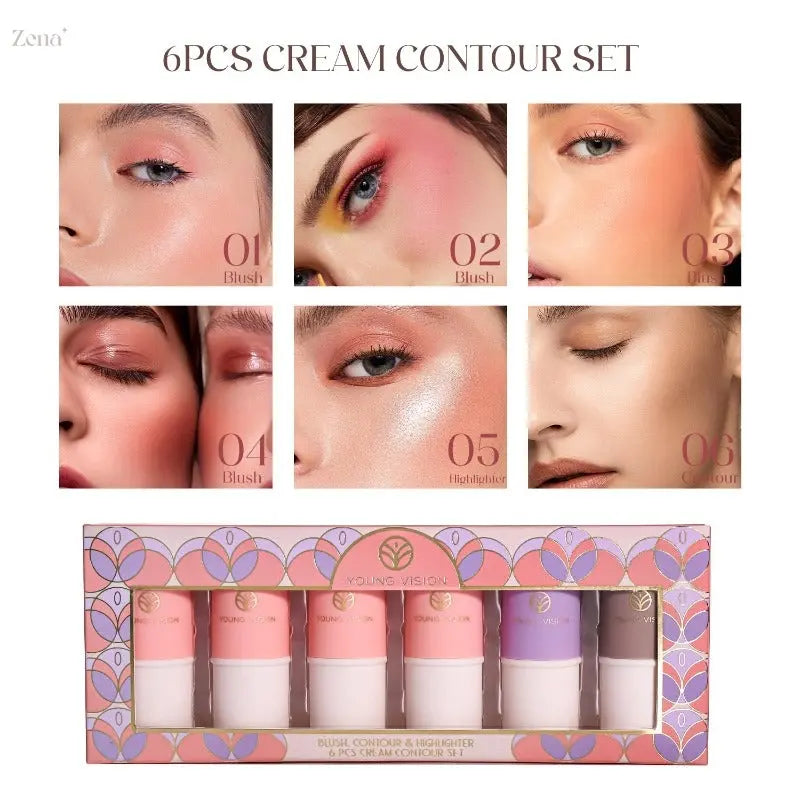 Glow Cream Contour Stick Set - 6 Radiant Shades
