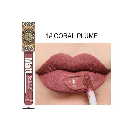 Matte Lip Gloss Set - Pink, Peach & Brown with Mica
